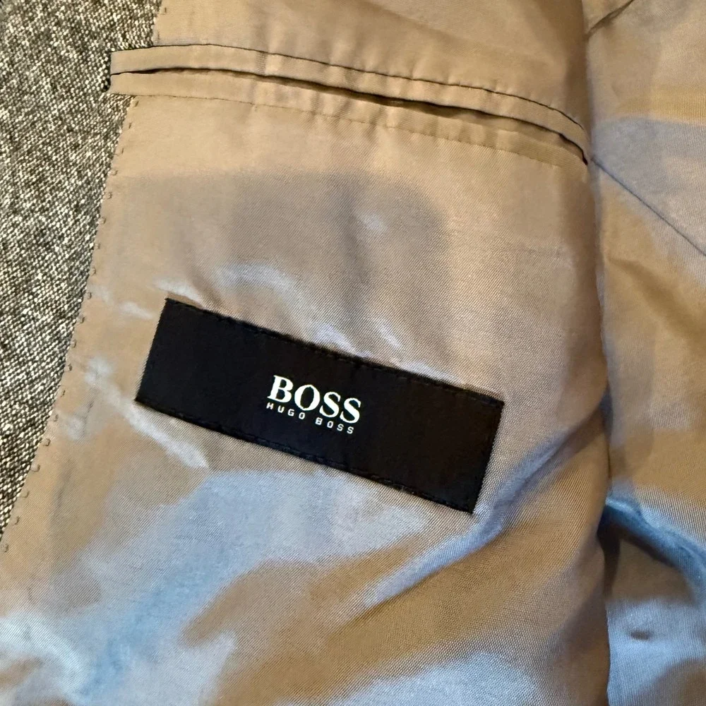 Hugo Boss Pasolini Gray Virgin Wool Silk Stretch Sport Coat 46L Two Button
